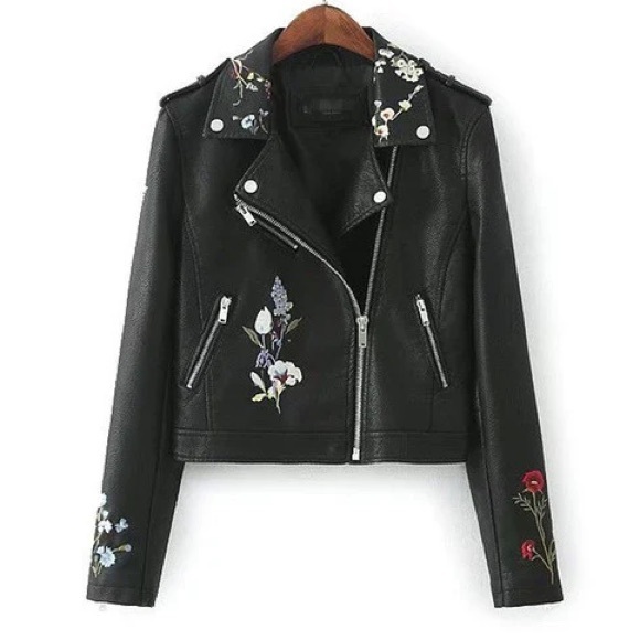 Fate by LFD leather jacket with embroidered flowers - Picture 1 of 6